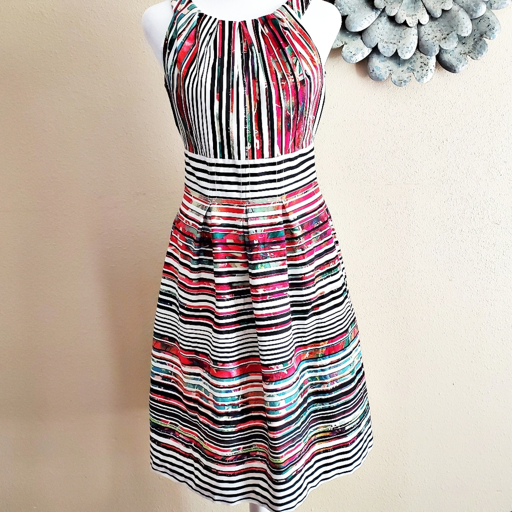 Nine West Striped Colorful Floral Dress - 4